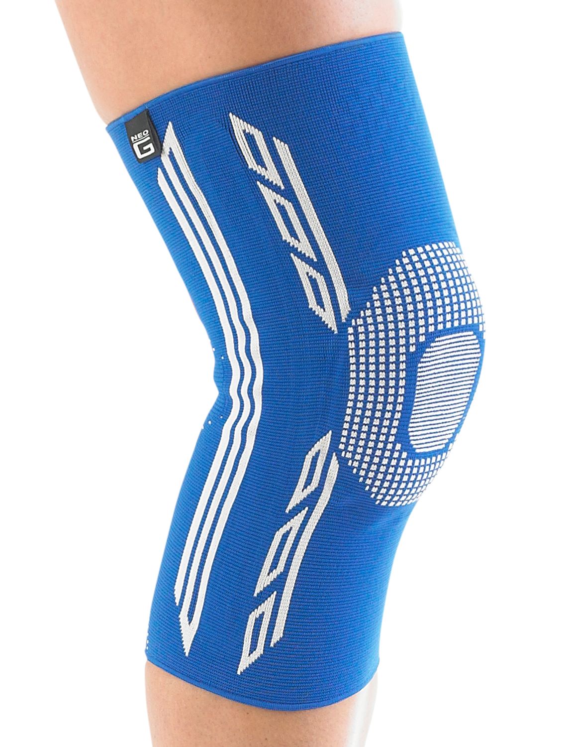 Knee with Neo G Airflow Plus Stabilized Knee Support with Silicone Patella Cushion on