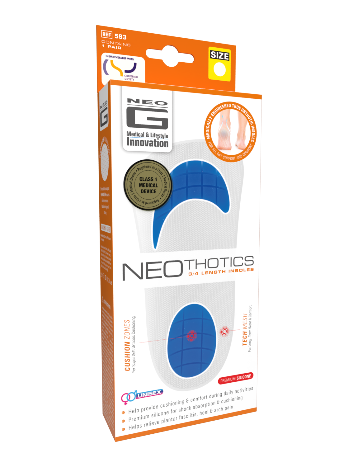 Neo G NeoThotics Silicone 3/4 Length Insoles box