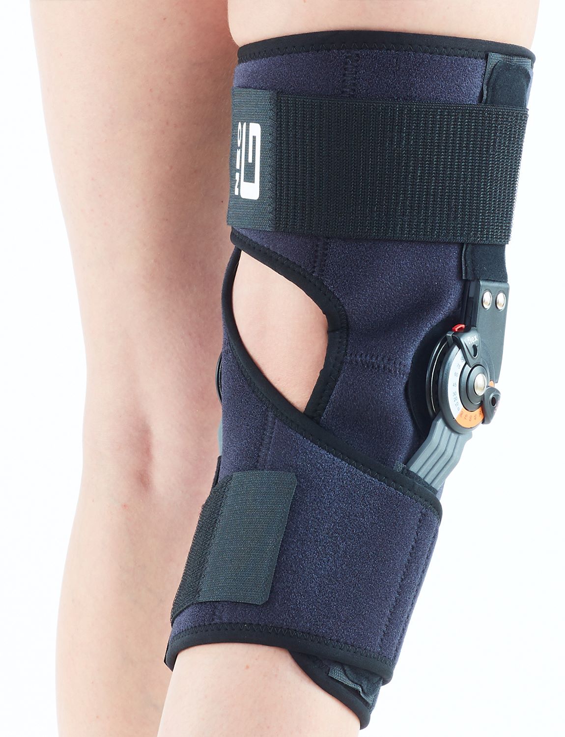 Woman wearing Neo G Adjusta-Fit Hinged Knee Brace facing back