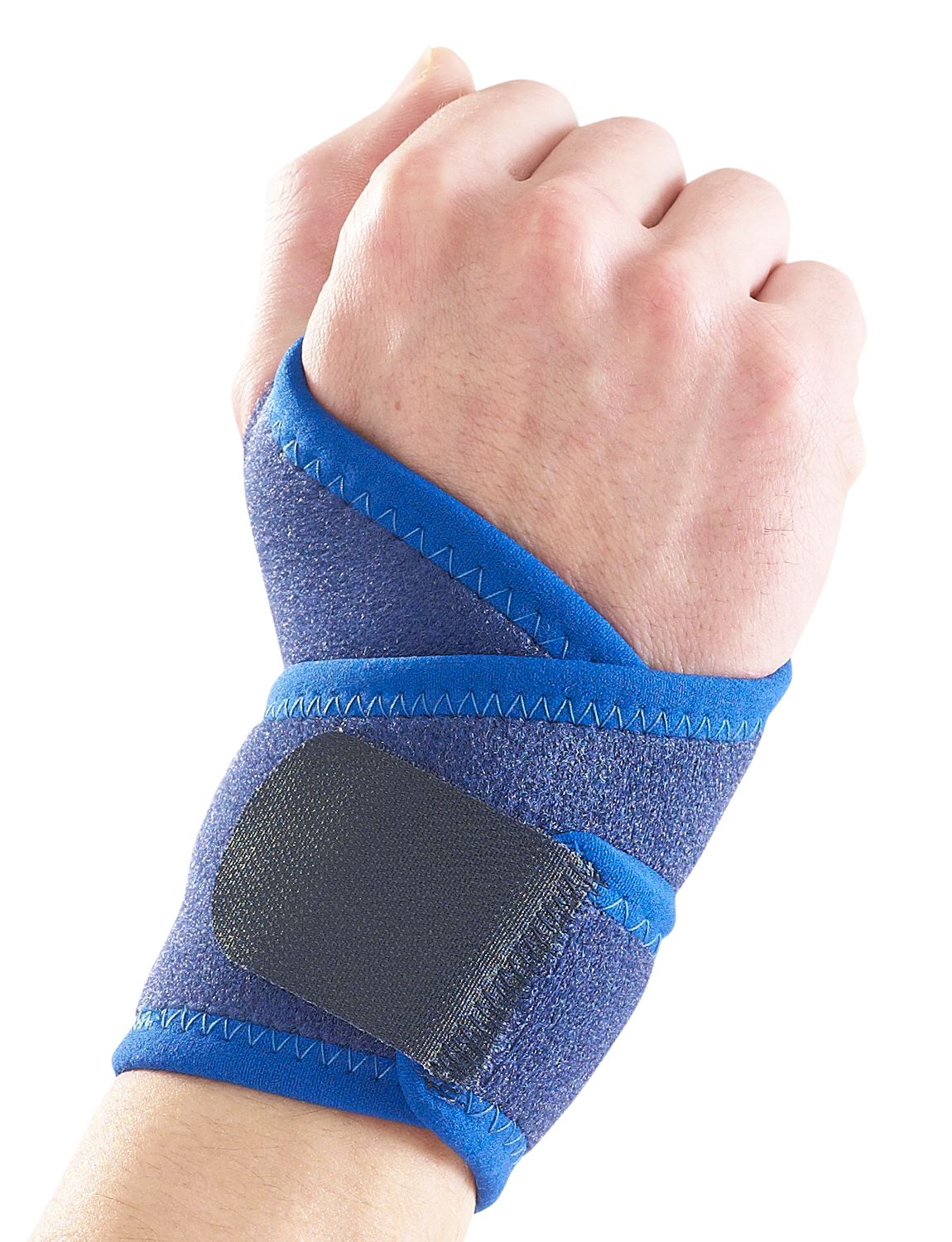 Hand wearing Neo G Wrist Support palm down in fist