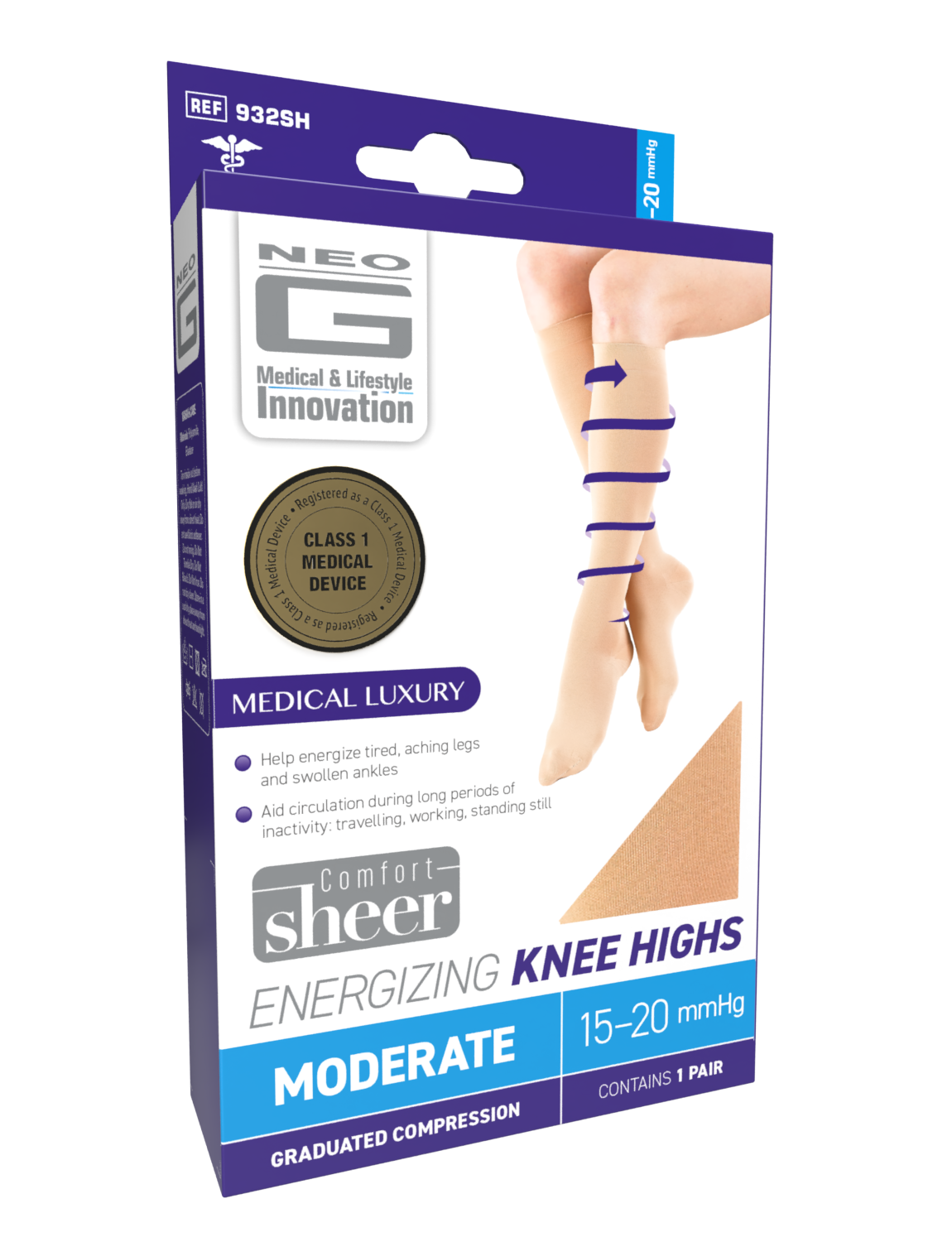 Neo G Energizing Comfort Sheer Knee Highs box