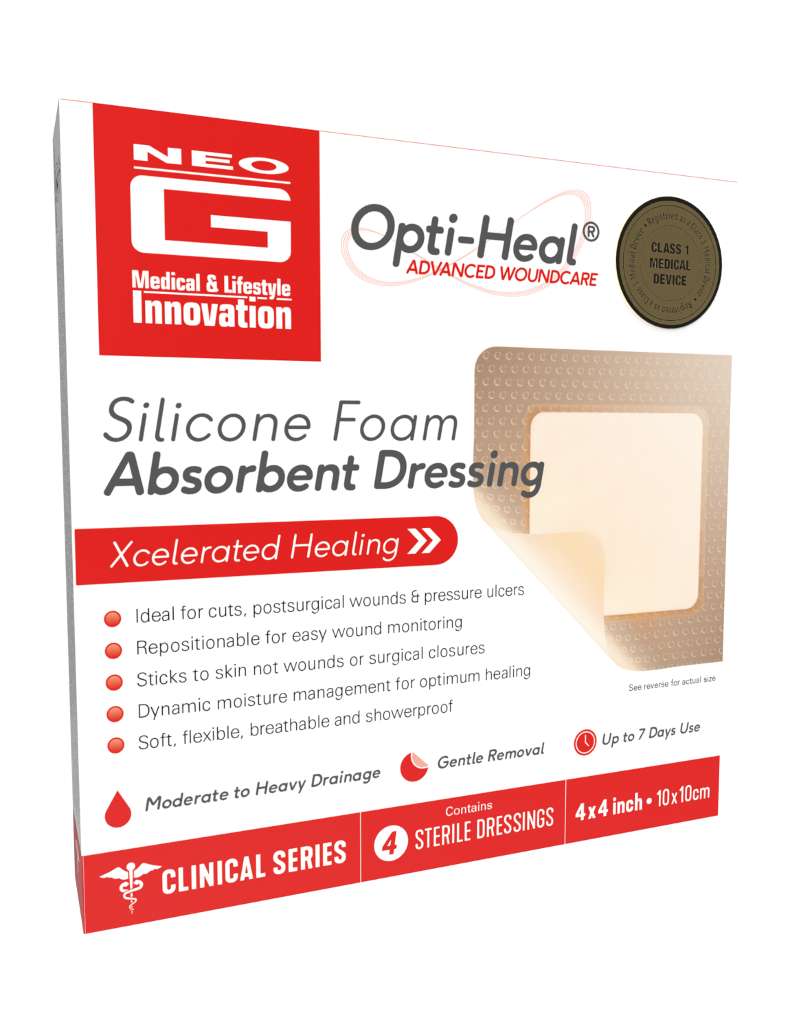 Neo G Silicone Foam Absorbent Dressing box