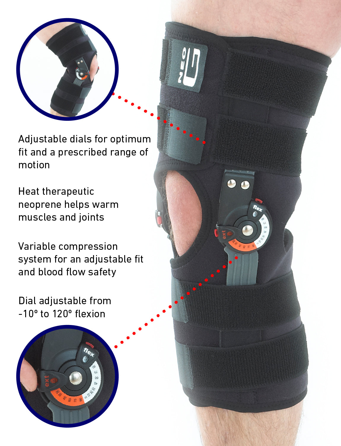Tensor™ Hinged Knee Brace, 48579-CA, black, 1 per pack, Adjustable